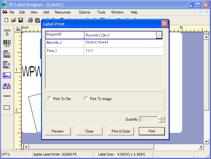 Barcode Label Program